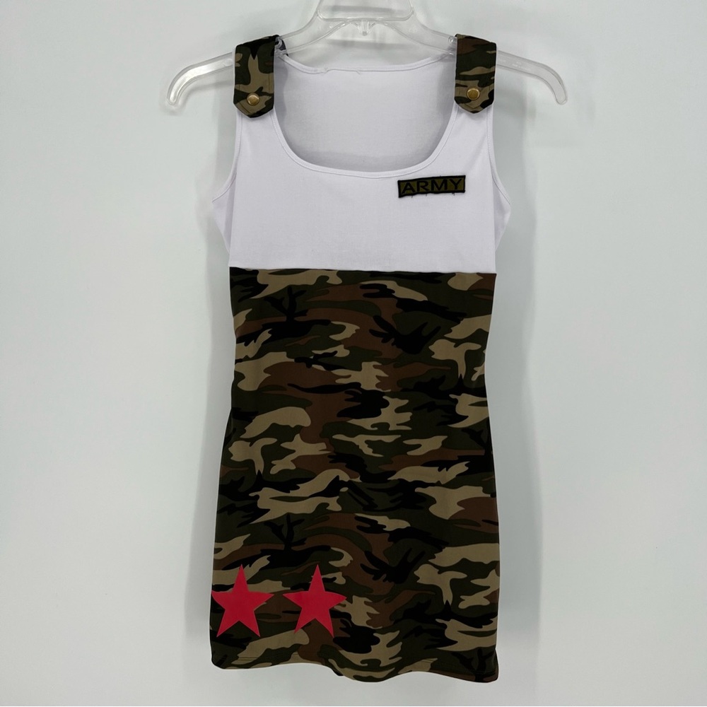 Leg Avenue Dress Woman's Junior Size Medium Army Theme Jumper Look NWOT